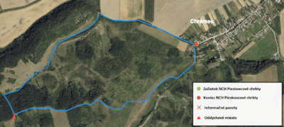 mapa trasy NCH Pieskovcové chrbty